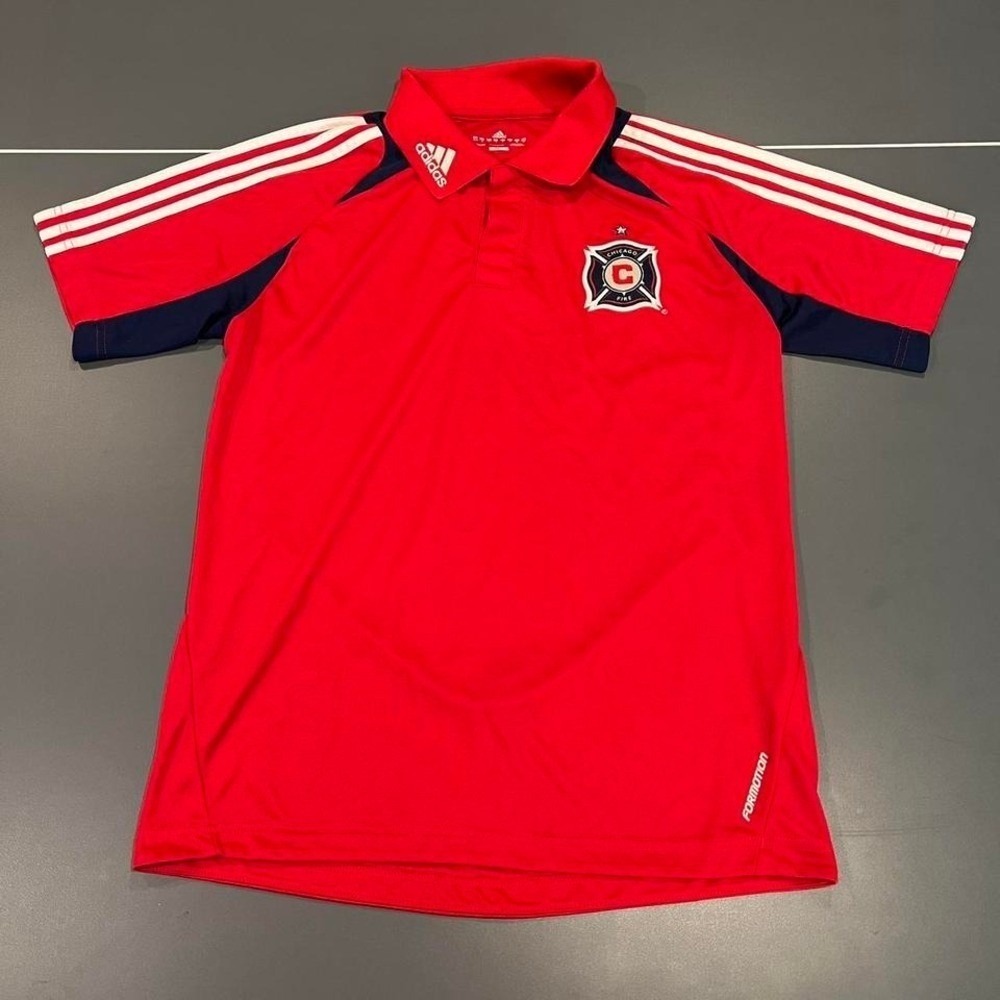 Vintage 2012 Adidas Chicago Fire MLS Soccer Polo Shirt Red X23067 Mens Small